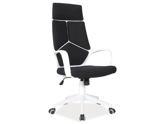 Scaun de birou ergonomic tapitat cu stofa Qwin-199 Negru / Alb, l63xA46xH114-124 cm