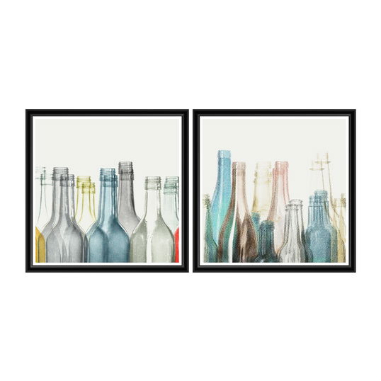 Tablou 2 piese Framed Art Halftone Bottles