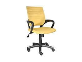 Scaun de birou ergonomic tapitat cu piele ecologica, Qwin-051 Galben, l56xA57xH90-99 cm