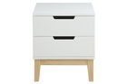 Noptiera din MDF si lemn, cu 2 sertare Boca White / Nature, l40xA40xH45 cm