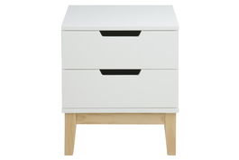 Noptiera din MDF si lemn, cu 2 sertare Boca White / Nature, l40xA40xH45 cm