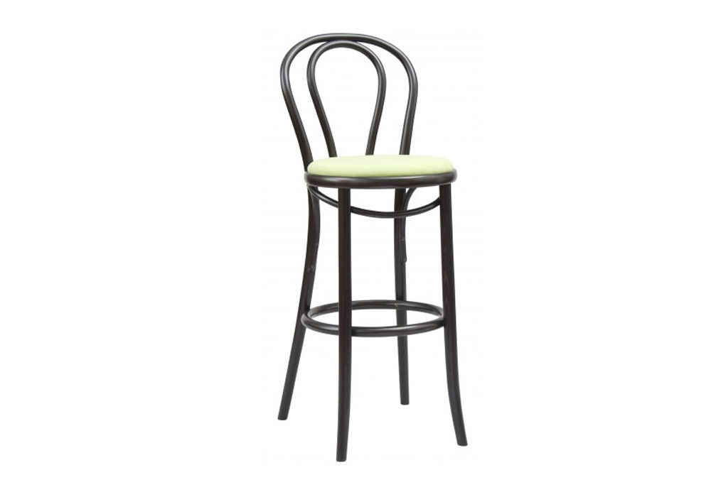 Scaun de bar din lemn de fag, tapitat cu stofa 18 Wenge / Green, l40,5xA50xH110 cm