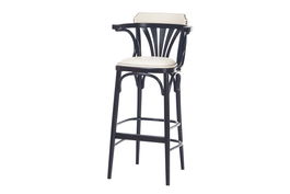 Scaun de bar din lemn de fag, tapitat cu piele ecologica 135 Wenge, l54xA49xH105 cm