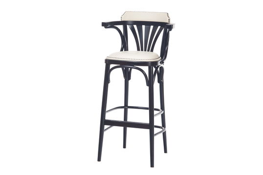 Scaun de bar din lemn de fag, tapitat cu piele ecologica 135 Wenge, l54xA49xH105 cm