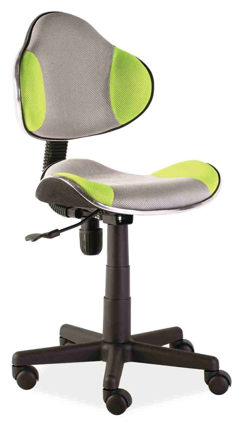 Scaun de birou pentru copii, tapitat cu stofa Qwin-G2 Lime / Gri, l48xA41xH80-92 cm