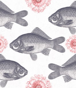 Set 3 role Tapet Imprimat Digital Fish Neutral
