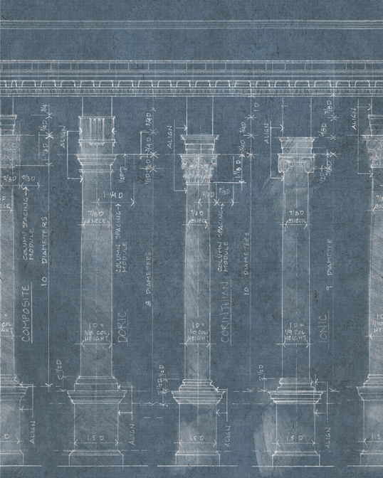 Set 3 role Tapet Imprimat Digital Colonnade Blue
