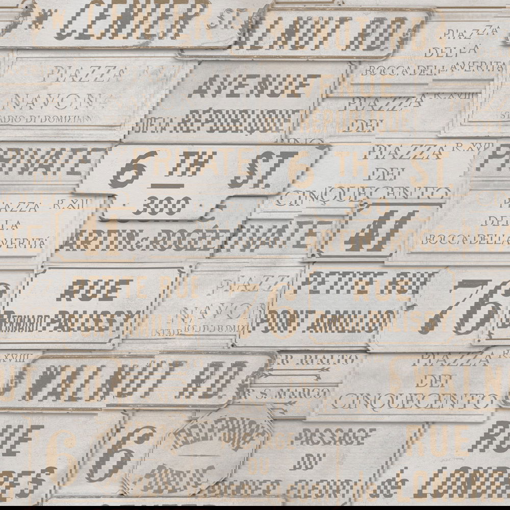 Set 3 role Tapet Imprimat Digital Vintage Signs Taupe