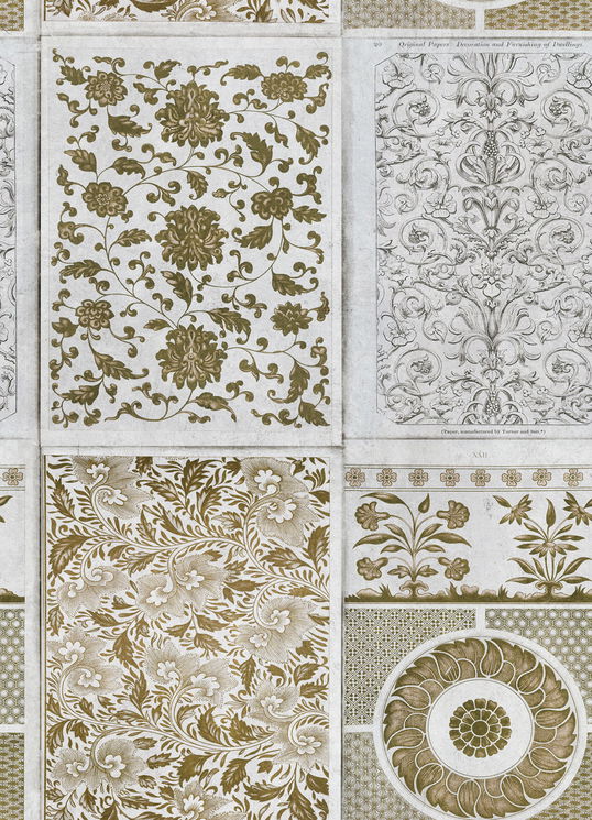 Set 3 role Tapet Imprimat Digital Chinese Patterns Brown