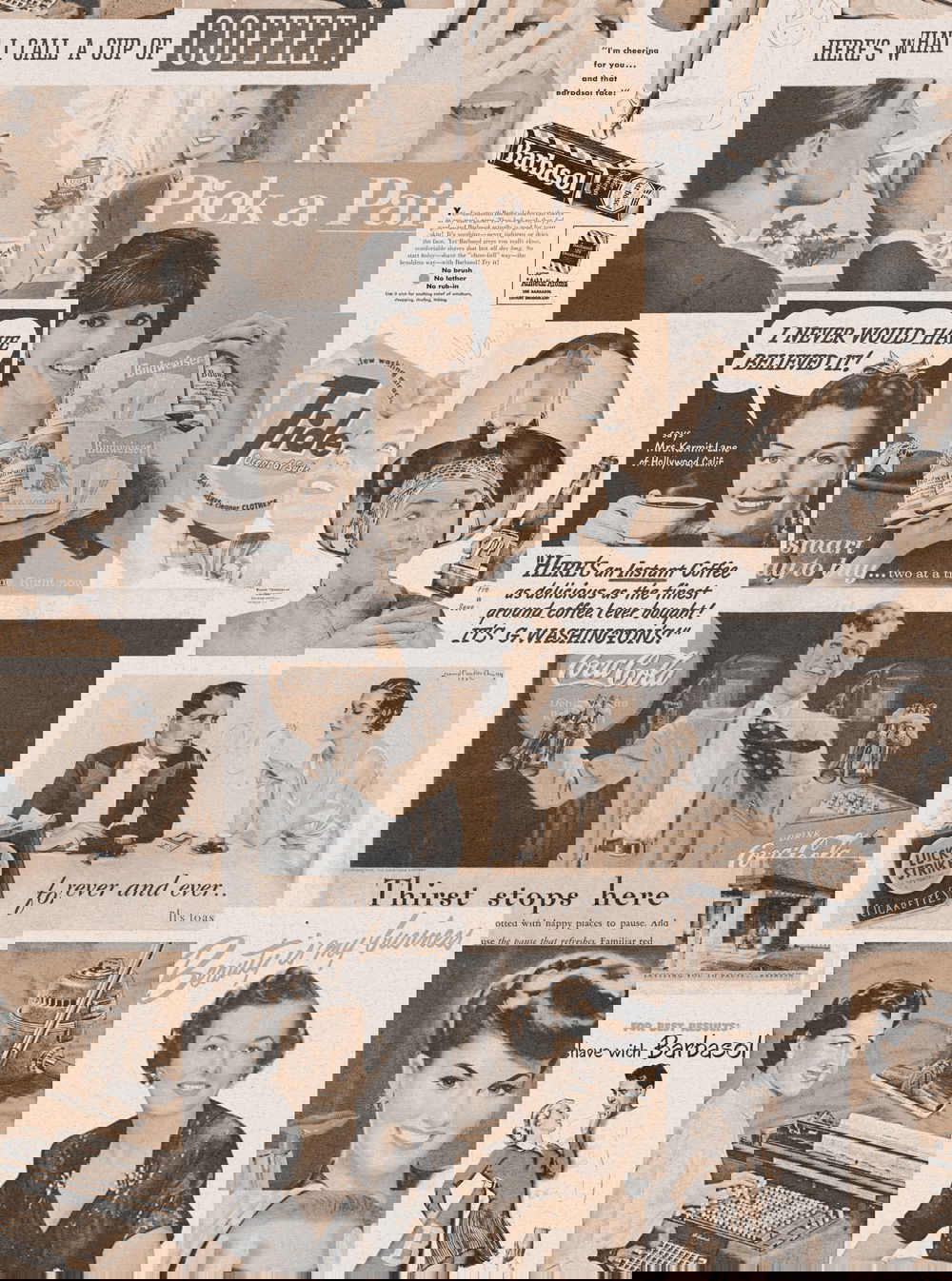 Set 3 role Tapet Imprimat Digital Retro Ads Sepia