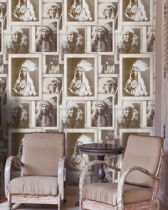Set 3 role Tapet Imprimat Digital Indian Heads Sepia