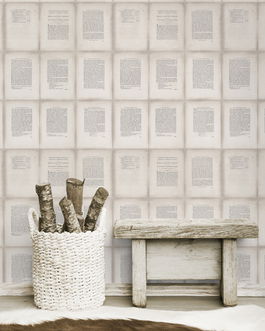 Set 3 role Tapet Imprimat Digital Inside Book Taupe