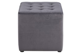 Taburet tapitat cu stofa Bryan Velvet Gri Inchis, l38xA38xH36 cm