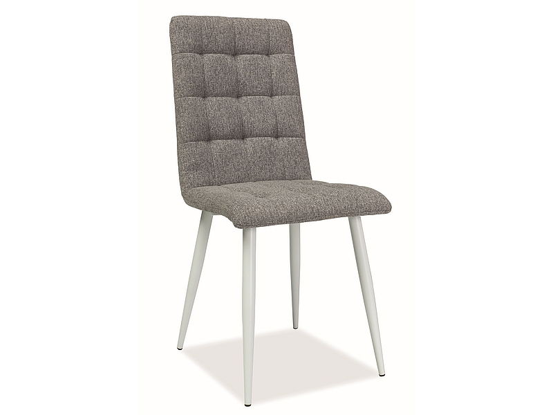 Scaun tapitat cu stofa si picioare metalice, Otelis Gri / Alb, l43xA53xH93 cm