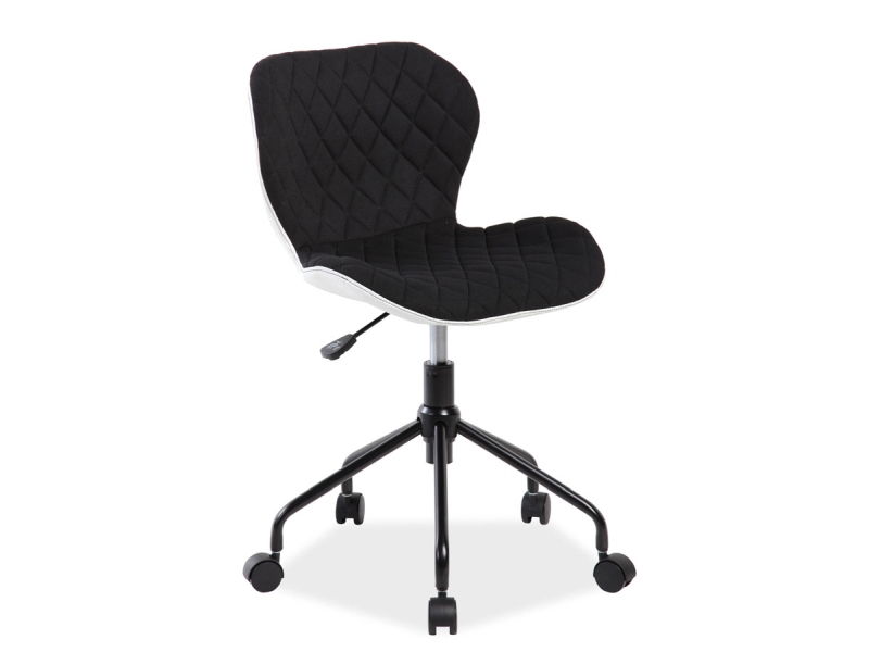 Scaun de birou tapitat cu stofa si piele ecologica, Raine Negru / Alb, l50xA37xH77-85 cm