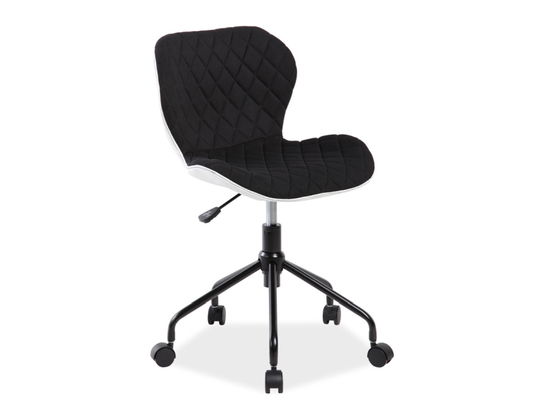Scaun de birou tapitat cu stofa si piele ecologica, Raine Negru / Alb, l50xA37xH77-85 cm