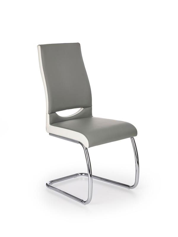 Scaun tapitat cu piele ecologica, Kai-259 Gri / Alb, l44xA59xH97 cm