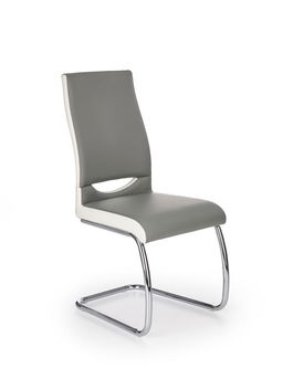 Scaun tapitat cu piele ecologica, Kai-259 Gri / Alb, l44xA59xH97 cm