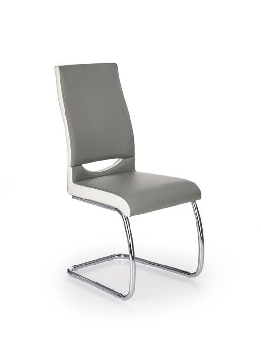Scaun tapitat cu piele ecologica, Kai-259 Gri / Alb, l44xA59xH97 cm