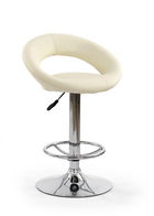Scaun de bar tapitat cu piele ecologica si picior metalic, Hoku-15 Crem/ Crom, l54xA50xH80-102 cm
