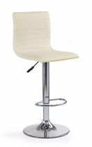 Scaun de bar tapitat cu piele ecologica si picior metalic, Hoku-21 Crem / Crom, l40xA48xH93-115 cm