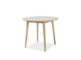 Masa rotunda din MDF si furnir, Nellia Stejar Honey, Ø90xH75 cm