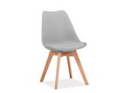 Scaun din plastic cu sezut tapitat cu piele ecologica si picioare din lemn, Kristopher Gri Deschis / Fag, l49xA41xH83 cm