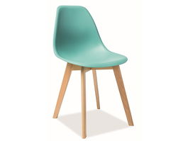 Scaun din plastic, cu picioare din lemn, Morrice Verde Mint / Fag, l47xA54xH84 cm