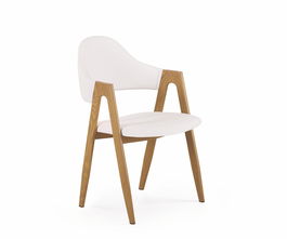 Scaun tapitat cu piele ecologica si picioare metalice, Kai-247 Alb / Natural, l53xA57xH80 cm