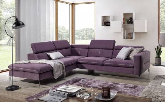 Coltar Ares Fix cu Arcuri Ondulate si Spuma Poliuretanica, Sezlong pe Stanga, Tetiere Reglabile, l280xA240xH75 cm