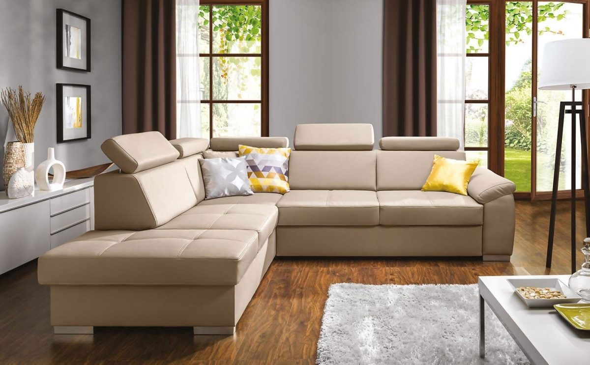 Coltar Fonik Extensibil cu Arcuri Ondulate si Spuma Poliuretanica, Sezlong pe Stanga, Suprafata de Dormit 200x120 cm, cu Lada de Depozitare, Tetiere Reglabile, l265xA217xH72 cm