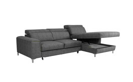 Coltar Genovis Small Extensibil cu Arcuri Ondulate si Spuma Poliuretanica, Sezlong pe Dreapta, Suprafata de Dormit 220x120 cm, cu Lada de Depozitare, Tetiere Reglabile, l280xA170xH78 cm