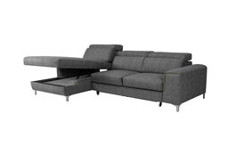Coltar Genovis Small Extensibil cu Arcuri Ondulate si Spuma Poliuretanica, Sezlong pe Stanga, Suprafata de Dormit 220x120 cm, cu Lada de Depozitare, Tetiere Reglabile, l280xA170xH78 cm