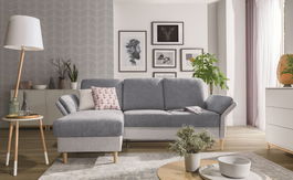 Coltar Sorimas Extensibil cu Arcuri Ondulate si Spuma Poliuretanica, Sezlong pe Stanga, Suprafata de Dormit 190x120 cm, cu Lada de Depozitare, Tetiera si Cotiere Reglabile, l226xA155xH96 cm