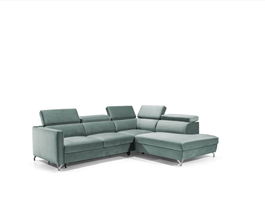 Coltar Mazzi Extensibil cu Arcuri Ondulate si Spuma Poliuretanica, Sezlong pe Dreapta, Suprafata de Dormit 200x120 cm, cu Lada de Depozitare, Tetiere Reglabile, l265xA220xH75-95 cm