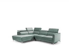 Coltar Mazzi Extensibil cu Arcuri Ondulate si Spuma Poliuretanica, Sezlong pe Stanga, Suprafata de Dormit 200x120 cm, cu Lada de Depozitare, Tetiere Reglabile, l265xA220xH75-95 cm