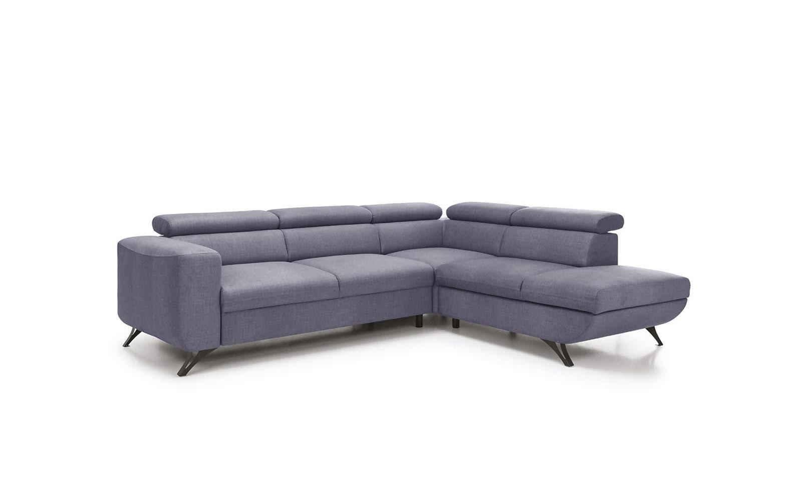 Coltar Areto Extensibil cu Arcuri Ondulate si Spuma Poliuretanica, Sezlong pe Dreapta, Suprafata de Dormit 205x135 cm, cu Lada de Depozitare, Tetiere Reglabile, l275xA225xH76-96 cm