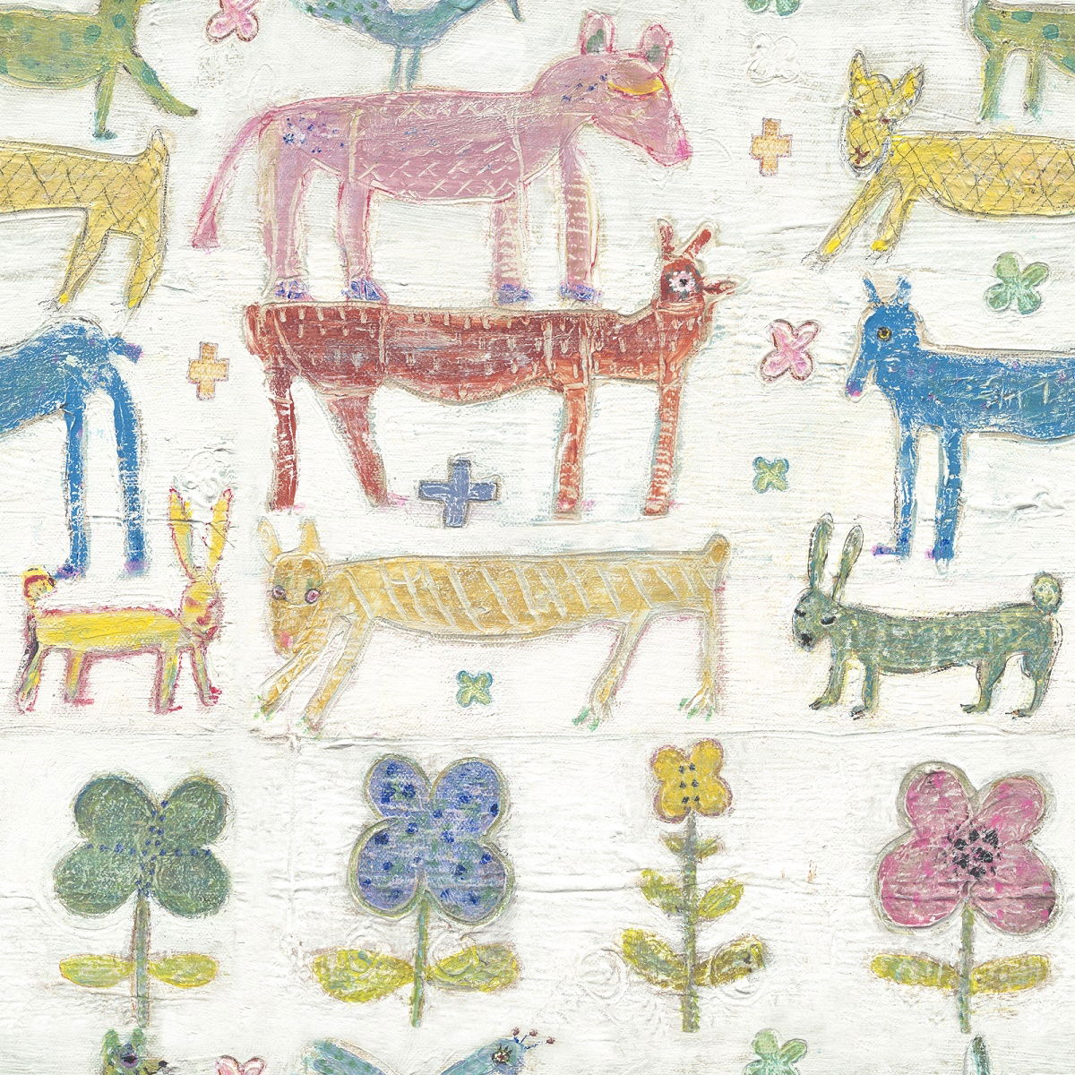 Set 3 role Tapet Imprimat Digital Stacked Animals