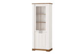 Vitrina din pal, cu 2 usi Country 10 Alb / Stejar, l79xA45xH204 cm