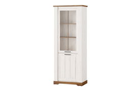 Vitrina din pal, cu 2 usi Country 10 Alb / Stejar, l79xA45xH204 cm