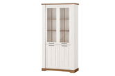 Vitrina din pal, cu 4 usi Country 12 Alb / Stejar, l104xA45xH204 cm