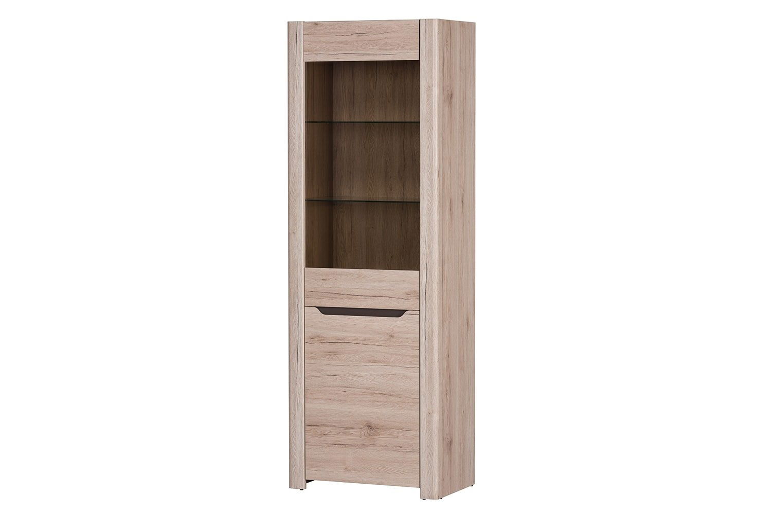 Vitrina din pal cu 1 usa Desjo 01 Stejar San Remo, l67xA42xH193 cm