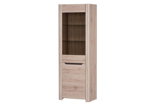 Vitrina din pal cu 1 usa Desjo 01 Stejar San Remo, l67xA42xH193 cm