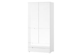 Dulap din pal si MDF, cu 2 usi si 2 sertare Gabrielle 28 Alb, l100xA58xH216 cm