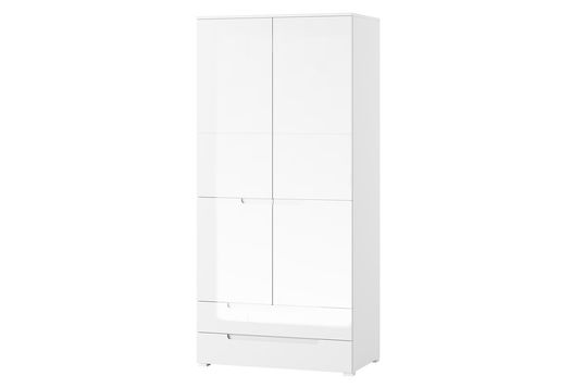 Dulap din pal si MDF, cu 2 usi si 2 sertare Gabrielle 28 Alb, l100xA58xH216 cm