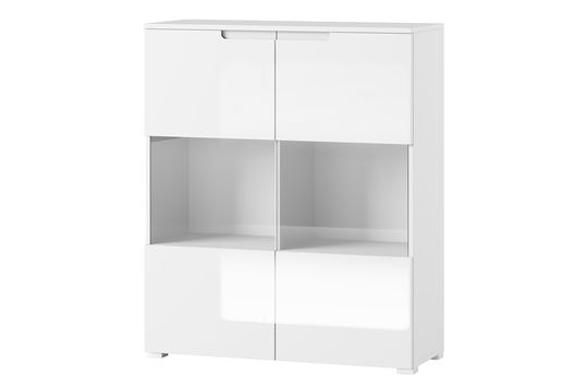 Vitrina din pal si MDF cu 2 usi Gabrielle 27 Alb, l100xA39xH119 cm