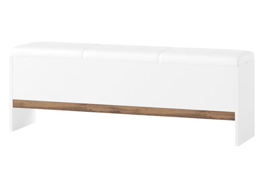 Banca tapitata cu piele ecologica Livorno 65 Oak / White, l165xA35xH53 cm