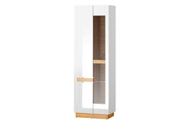 Vitrina din MDF si pal, cu 2 usi Visio 10 White / Oak, l65xA40xH198 cm