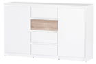 Comoda din pal, cu 4 sertare si 2 usi Venetia 06 Alb / Stejar Sonoma, l145xA38xH90 cm