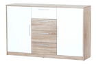 Comoda din pal, cu 4 sertare si 2 usi Milo 05 Stejar Sonoma / Alb, l145xA38xH90 cm